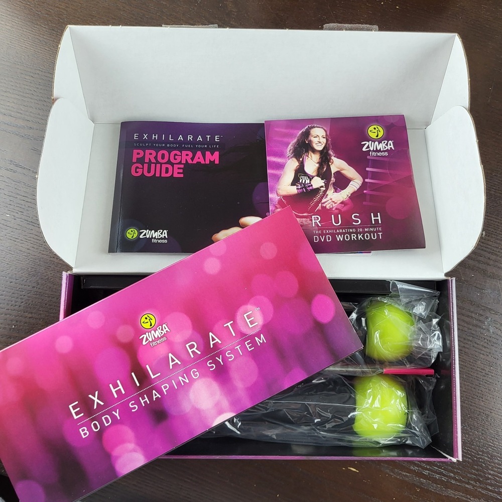 Zumba Fitness Exhilarate Body Shaping System 5 DVD Set Toning Sticks Guide Book
